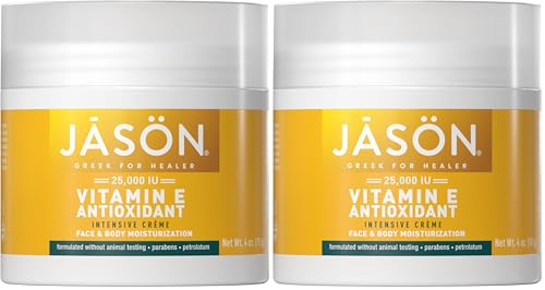 JASON Vitamin E Antioxidant Intensive Crème Face & Body Moisturization,25,000 IU Body Cream Moisturizer,4 Fluid Ounces,(Pack of 2)