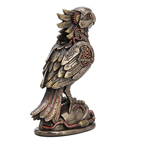 Estatua decorativa de loro cacatúa steampunk de resina miniatura 4