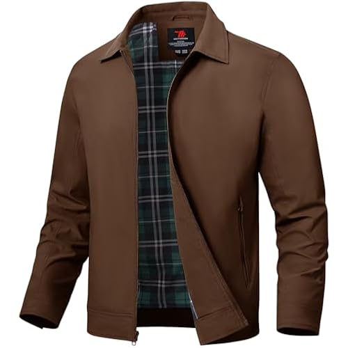 TBMPOY Mens Lightweight Jackets Light Windbreaker Full Zip Casual Work Jacket Golf Business Fall Track Coat with Pockets