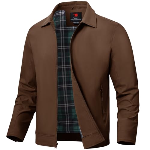 Image of TBMPOY Mens Lightweight Jackets Light Windbreaker Full Zip Casual Work Jacket Golf Business Fall Track Coat with Pockets