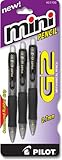 Pilot G2 Mini Mechanical Pencils, 0.7mm HB Lead, Black/Clear Barrels, 3-Pack (51100)
