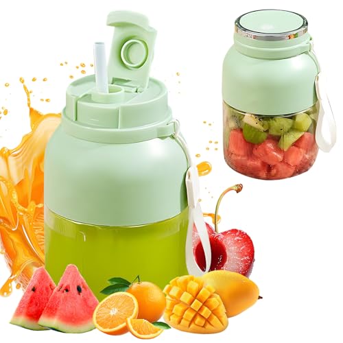 Mini Blender Smoothie 800 ml Blender Portable Électrique Avec Lames Presse Agrumes Manuel Rechargeable par USB Puissant 18W Avec Deux Couvertures pour Cuisine Salle de Sport (Vert-1300ml)