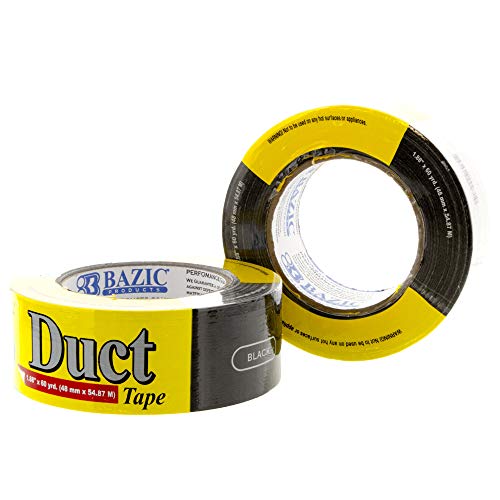 Image of BAZIC Black Duct Tape 1.88 inch X 60 Yards, Colored Duct Tapes for Sealing Packing Projects Repairs Crafts Home Improvement, Tear by Hand, 1 Unit | aggressive adhesive that tears by hand for repairs