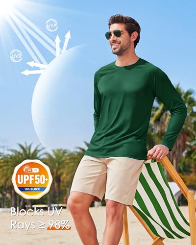 Image of Boladeci Men's UPF 50+ Sun Protection UV SPF Shirts Long Sleeve Lightweight Quick Dry Swim T-Shirts Rash Guard