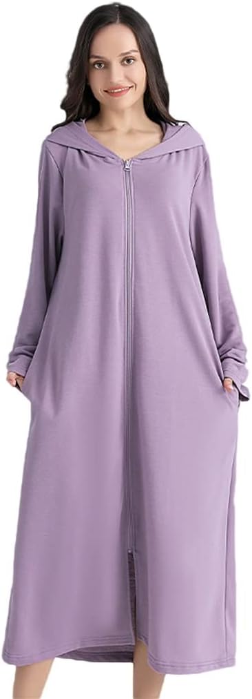KITCISSL Womens Long Sleeve Nightgowns Couples Pajamas for Women and Men, Pajamas Hooded Nightgown(Purple,Men XL)