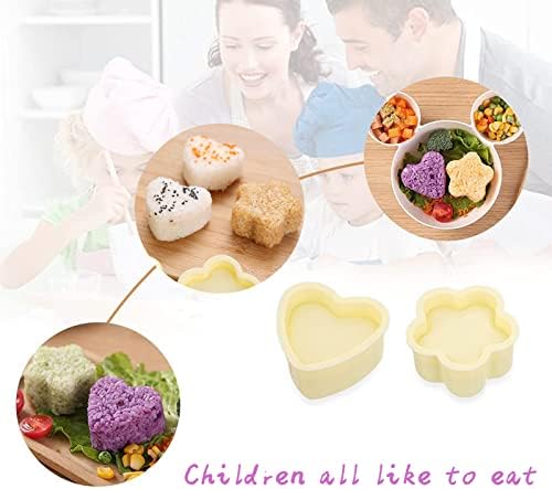 Onigiri Mould, Heart and Flower Shape Sushi Mold with Rice Spoon Rice Ball Maker Mold Three-Piece Set, Non-Stick Rice Ball Bento Presses Mold Nigiri Mould for Kitchen DIY Cooking