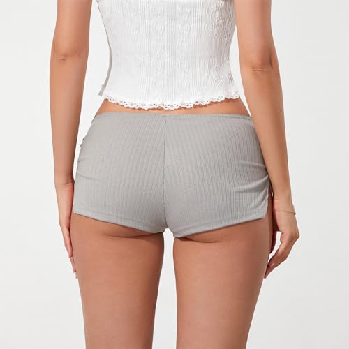 Image of KMBANGI Y2k Sexy Micro Shorts for Women Low Waist Side Slit Boyshort Slim Booty Shorts Lounge Pj Bottom Cute Sleepwear