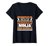 Damen Finanzmakler lustiger Spruch Ninja Beruf Finanzmakler Gesche T-Shirt mit V-Ausschnitt