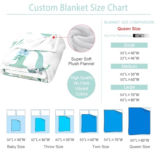 Image of Personalized Baby Blanket with Name, Custom Name Blanket for Kids Soft Flanne Blankets in Easter Personalized Baby Gifts for Infant Newborn Shower (Blue)
