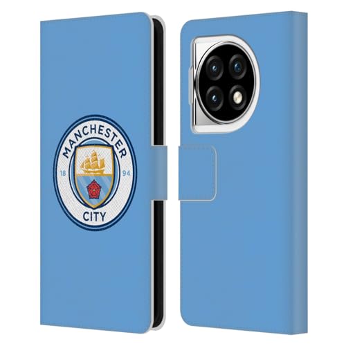 Head Case Designs Officially Licensed Manchester City Man City FC Blue Full Colour Badge Leather Book Wallet Case Cover Compatible with OnePlus Ace 3 5G