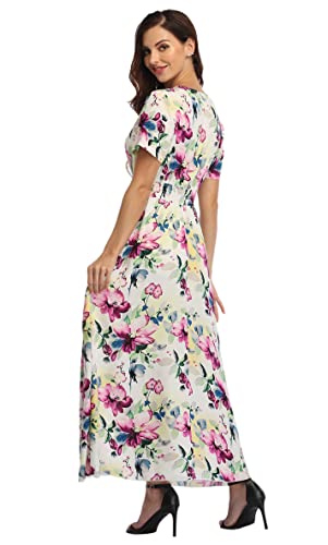 Image of Ferrendo Women's Floral Maxi Dress Button Up Split Flowy Bohemian Party Beach Dresses