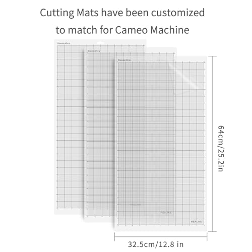 Image of REALIKE StandardGrip Cutting Mat for Silhouette Cameo 4 /3 /2 /1 (3 Mats, 12 x 24 Inch) Standard Adhesive Cricket Cut Mats Replacement Accessories for Silhouette Cameo