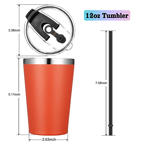 Vegond 12Oz Tumbler Stainless Steel Tumbler Bulk Vacuum Insulated Double Wall Travel Tumbler With Lid And Straw Reusable Tumbler,Brick Red #TOP2