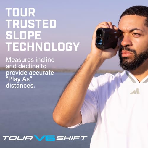 Image of Bushnell Golf Tour V6 Shift Laser Rangefinder with Slope Compensation, 1300-Yard Range, Flag Lock Vibration, Magnetic Cart Mount, 6X Magnification, Waterproof - Tournament Legal