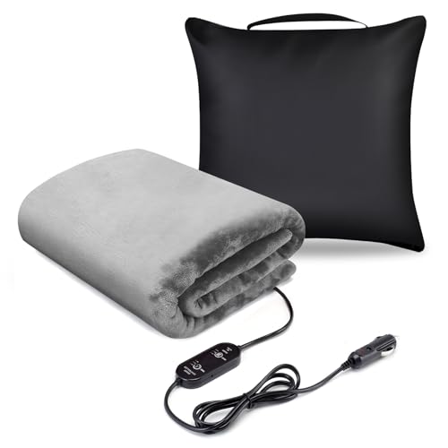 WODHMIEY Elektrische Auto-Heizdecke 12V/24V Reisedecke mit 3...
