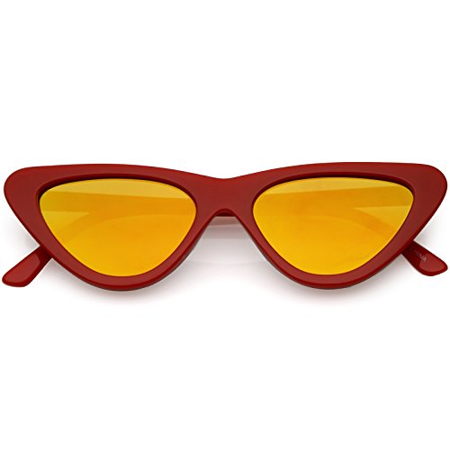 Image of zeroUV Women's Small Thick Neutral Colored Flat Lens Cat Eye Sunglasses 51mm