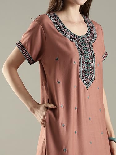 Image of 9shines Label Stylish Alpine Nighty Maxi for Women | Full Length Trendy Nightgown | Premium Nightdress | Nightwear | Heavy Embroidery Nighty with Pockets(2891)