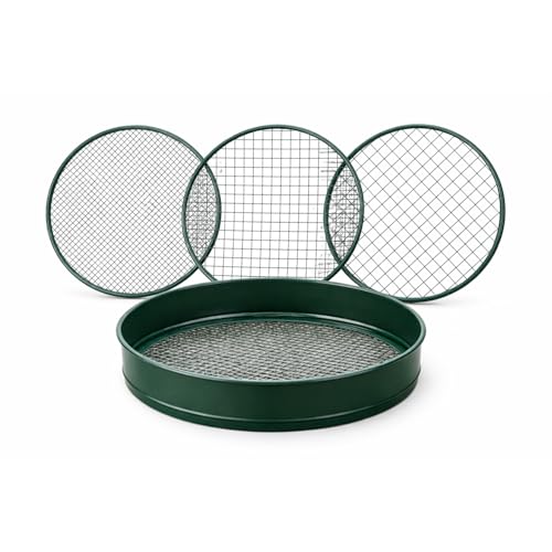 Image of Trendi 3-in-1 Garden Soil Sieve Riddle (6mm/9mm /12mm) Interchangeable Mesh – Heavy Duty Steel Compost Sieve, Topsoil Screener & Garden Sifter for Stones, Seedbeds & Composting