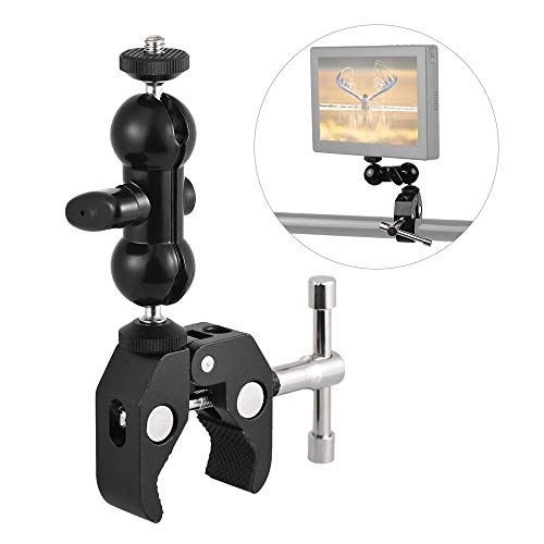 Image of Super Camera Clamp Mount for Bike, Screen Monitor & Action Camera with 360 Degree Ball Head Magic arm Accessories 1 /4 inch and 3 /8 inch for Canon Nikon DSLR Camera /Go pro /LED Lights (Only Mount)