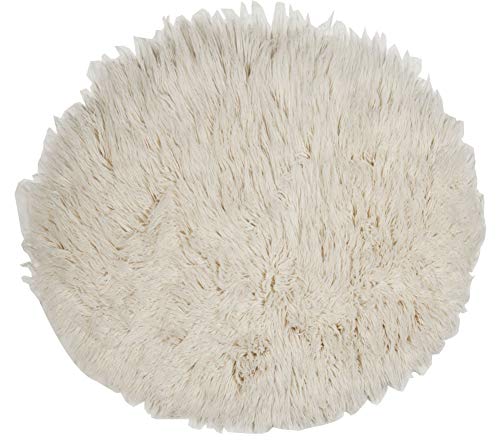 Theko | Runder Flokati Teppich aus 100% Schurwolle nachhaltiger Teppich FLOKOS 2450 | handgewebt | Farbe: Natur | 140 cm