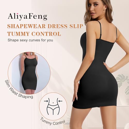 Image of Womens Shapewear Slips for Under Dresses Tummy Control Slip Dress Seamless Full Body Shaper