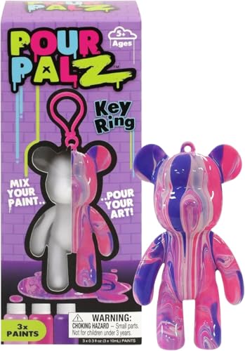 Pour Palz Bear DIY Paint Key Ring Craft Kit, Bear