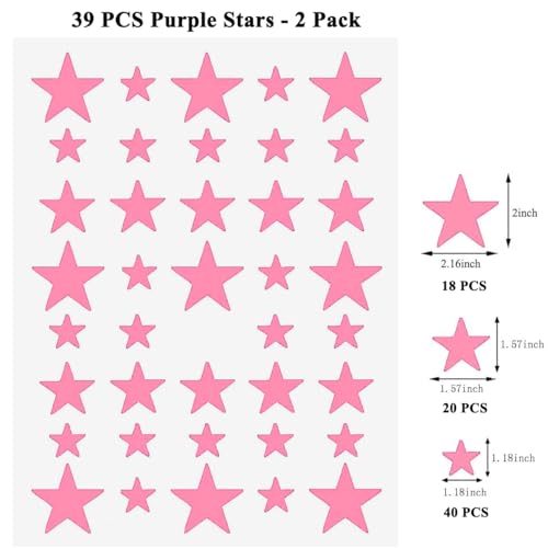 Stars Wall Decal 78 PCS rosa para decoración miniatura 2