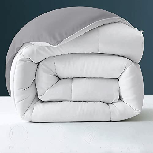 Image of Day Care - 400 GSM Hotel Quality-Down Alternative Reversible Comforter (60 inch x 90 inch Inches /152cm x 228cm) - Comforter Single Bed|Silver /White| TC - 450