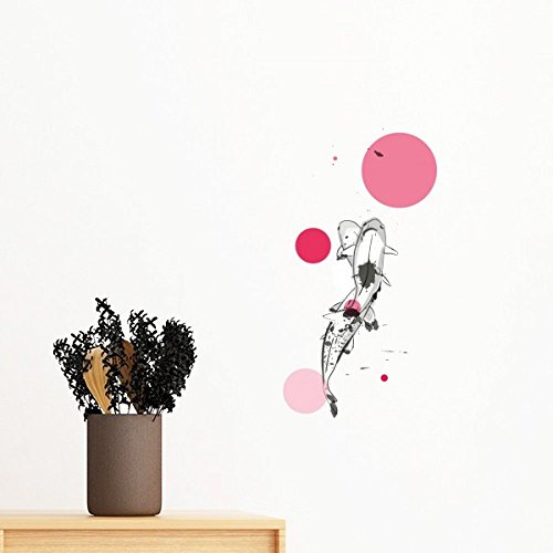 Sticker poisson chinois mural amovible 70cm papier peint chambre decoration salon - 2