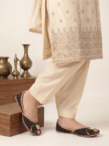 Image of Fulkari Women's Moonshine Multicolored Genuine Soft Leather Juttis | Bite and Pinch Free Jutis | Punjabi Jutti For Ladies | Wedding Flat Stylish Mojari | Bridal Ethnic Flats For Girls |
