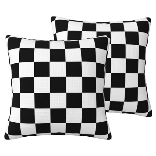 Sovvin Black and White Checkered Classic Checkerboard Throw Pillow Covers