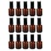 Beaupretty 15pcs Empty Nail Polish Bottle Glass Amber Refillable Container Vial Cosmetic Dispenser Bottle with Brush Cap for DIY Eyelash Glue Eyelid Sticker 10ML Chocolate