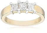 Amazon Collection 14k Gold Princess-Cut 3-Stone Diamond Ring (3/4 cttw, I-J Color, I1-I2 Clarity)