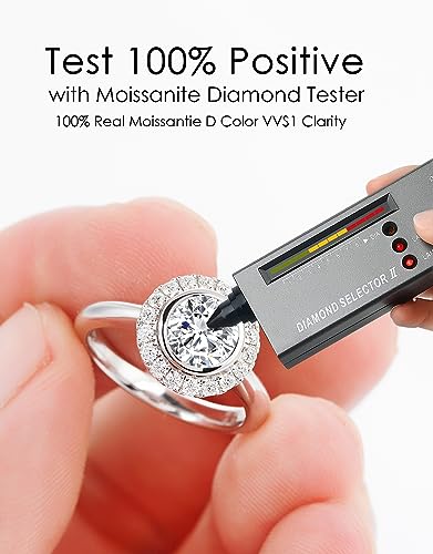 Moissanite Engagement Ring for Women,1.5ct Round Cut D Color VVS1 promise anniversary Halo Wedding Band，S925 Sterling Silver with 18K White Gold Plated Valentine's Day Gift2