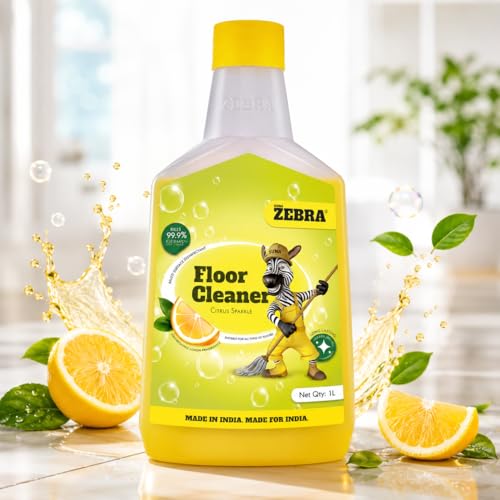 Image of SUNA ZEBRA Multi-Surface Disinfectant Floor Cleaner | 1 L | Powerful Floor Cleaning Liquid for Homes, Tiles, and Bathrooms | Long-Lasting Fresh Scent (1 litre, Lemon)
