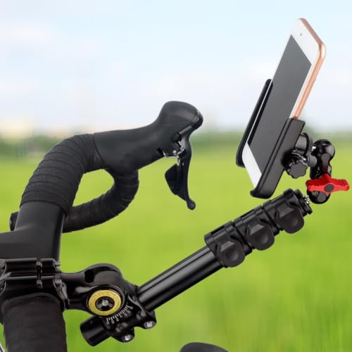 Soporte de aluminio rotativo para manillar de bicicleta y moto compatible con selfie 3