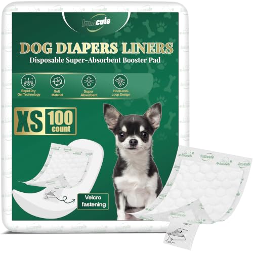 Image of IMMCUTE Dog Diaper Liners, Ultra Absorbent Booster Pads for Dogs, 100ct, XS