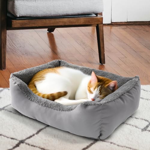 Daniel James Cat & Dog Bed - Washable Fleece Pet Cat Dog Sofa Bed with Non-Slip Base - Soft Cosy Mattress Cushion for Small, Medium, Large Pets - Extra Small, Grey - Image 3