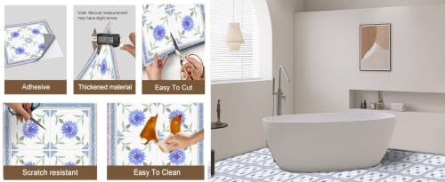 Image of Moroccan Tile Stickers | Waterproof Self Adhesive Peel & Stick Tile Decals for Kitchen Backsplash, Bathroom Wall, Floor, Furniture & Glass (4x4 Inch, Design 7, 36 Pic)