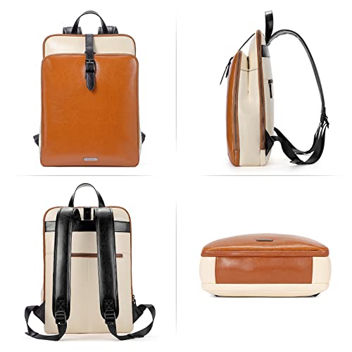 Image of CLUCI Leather Backpack for Women, 15.6 inch Laptop Bag, Large Genuine Work Backpack Travel Back