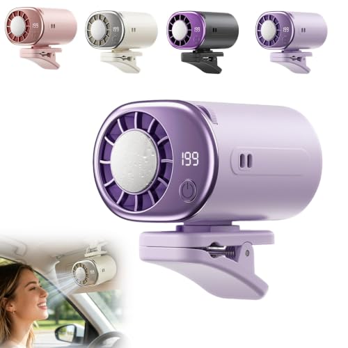 Aire Acondicionado de Clip para Automóvil, Aire acondicionado Portatil Coche con Pantalla LED, Mini Aire Acondicionado Portátil Que Sopla Aire Frío, Sistema de Enfriamiento USB Recargable
