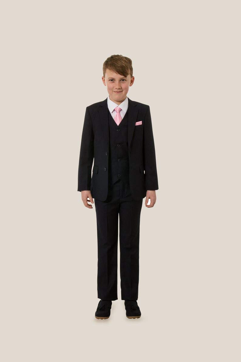 QZI Jungen Anzug 3 Stück Slim Fit Zwei Knöpfe Schließen Jacke Weste Hose