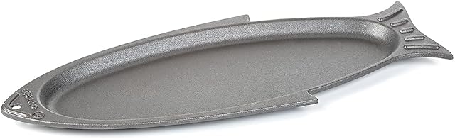 Outset 76376 Fish Cast Iron Grill and Serving Pan Black, 18.9 x 7.28 x 0.98 inches