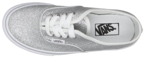 Image of Vans Girl's Fashion Sports Canvas Trainer, Glitter Silver, UK 2 /US 00
