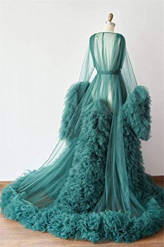 Image of Tulle Robe Long Lingerie Bridal Dressing Gown Puffy Nightgown Photoshoot