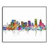 Portland Skyline, Portland OR Art Print, Skyline Watercolor Art, Portland City Wall Art, Skyline Artwork, Watercolour Portland Decor, Portland Gift, City Building Skyline, 8x10 inch No Frame