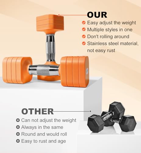 Image of 15LB 20LB 30LB 40LB 50LB Adjustable Dumbbell Set Free Weights Dumbbells Set for Women Men Hand Weights Sets Adjust Dumbbell Weight Sets for Home Gym Exercise Workout Strength Training Equipments