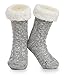 Produktbild CityComfort Kuschelsocken Damen Flauschig Warme Stoppersocken mit Fleece Futter und ABS Sohle, One Size (Zweifarbiges Grau)