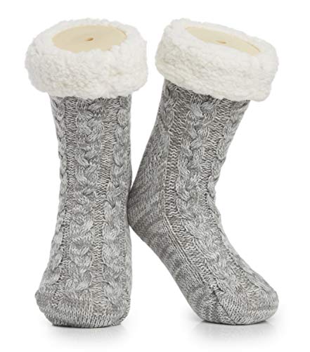 CityComfort Chaussettes Femme Hiver, Chaussons Chaussettes Fourrés En Polaire, Chaussette Chaude En Pilou, Idée Cadeau Femme (Gris)