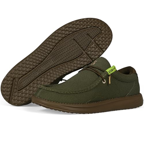 Image of Mens Casual Shoes - Men's Loafers & Slip-Ons Camp Shoes with No-Tie Laces -Arch Support Boat Shoes for Everyday Wear